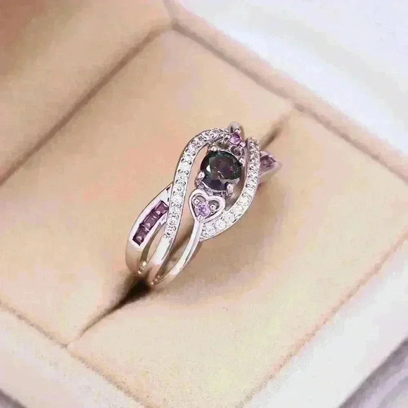 🔥Unique Magic Color Factory Outlet Colorful Water Drop Amethyst Ring, GPMB1483 - Picture 2 of 4